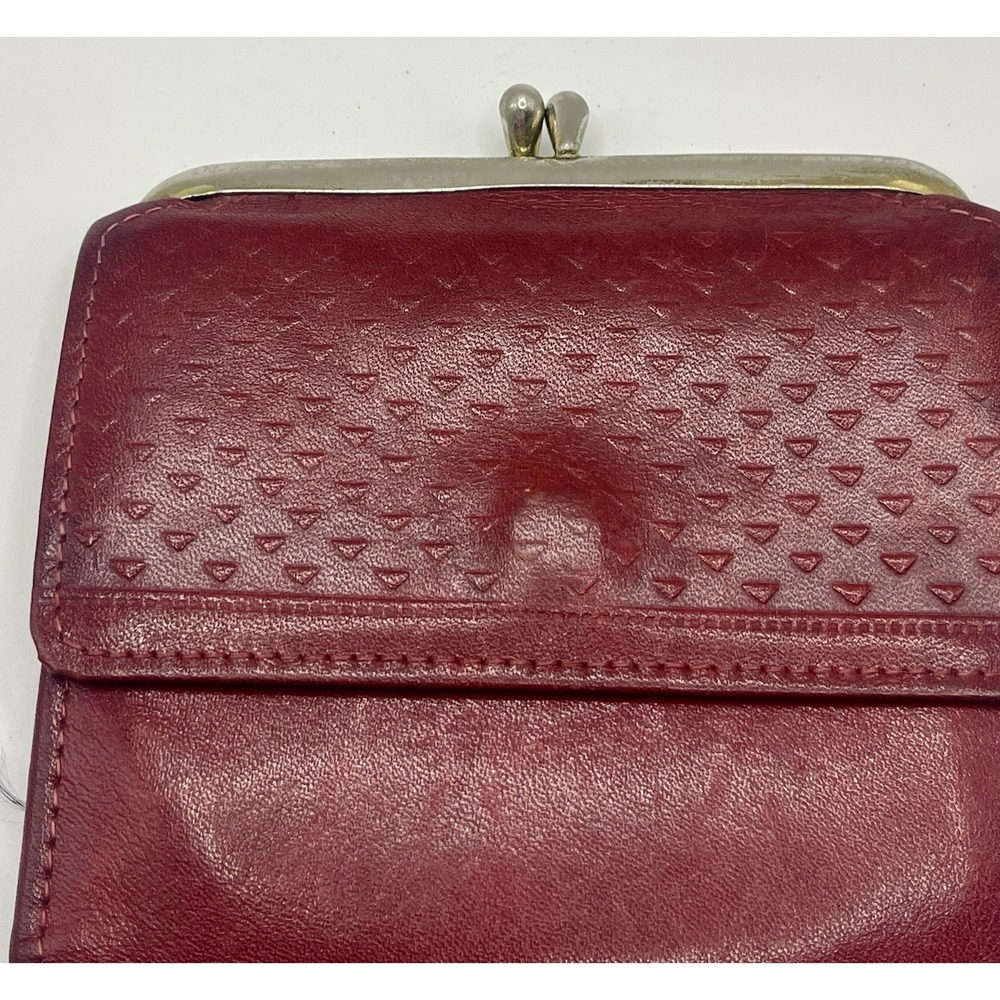 Princess Gardner Full Grain Cowhide Leather Red Brown Coin Wallet Vtg